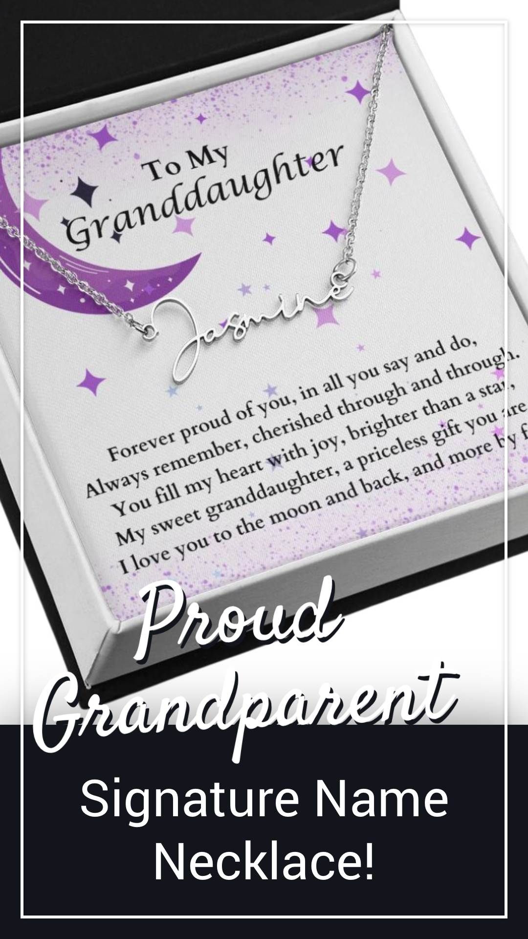 Proud Grandparent Signature Name Necklace
