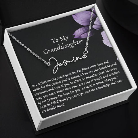 To My Granddaughter Signature Name Necklace