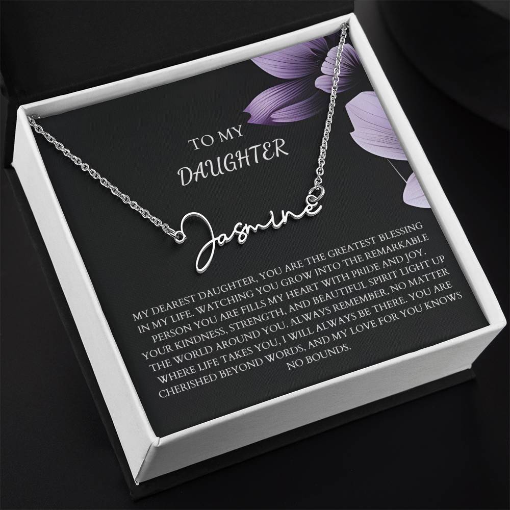 To My Daughter Signature Name Necklace
