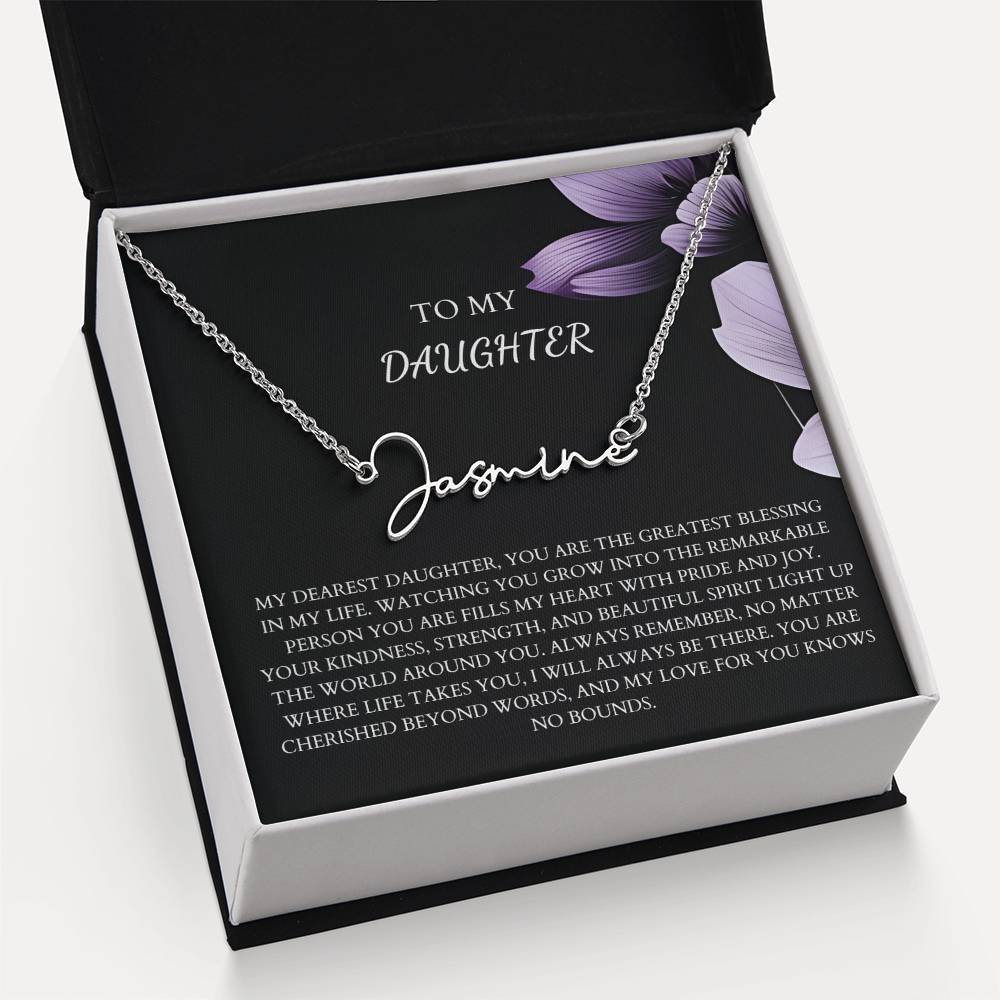 To My Daughter Signature Name Necklace