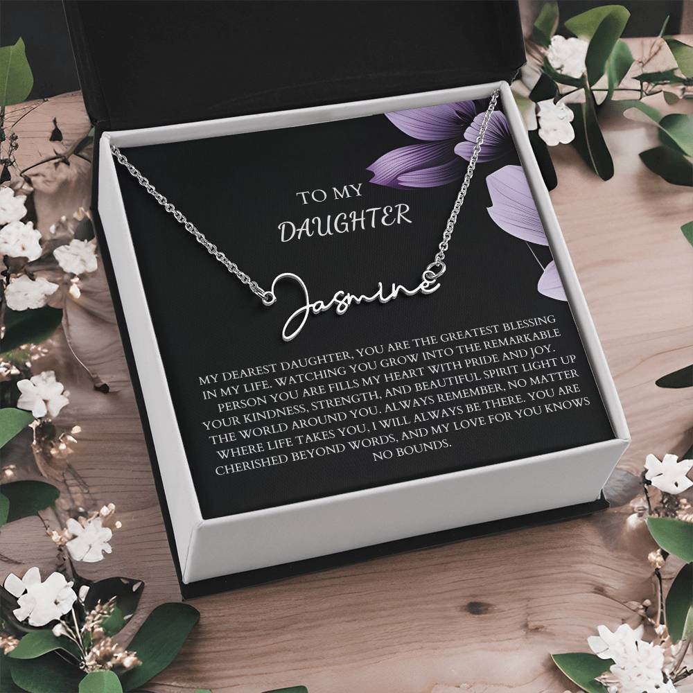 To My Daughter Signature Name Necklace