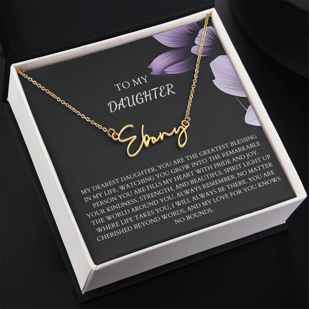 To My Daughter Signature Name Necklace