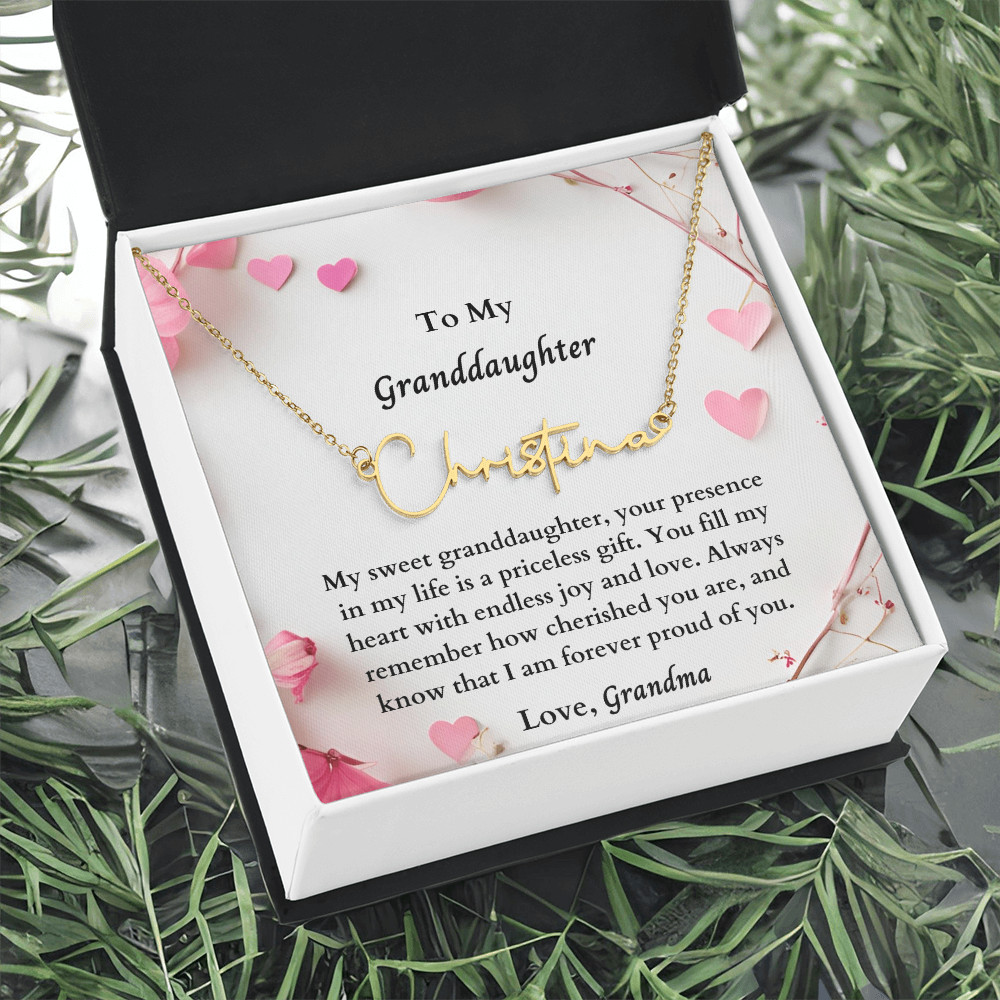 To My Granddaughter Signature Name Necklace