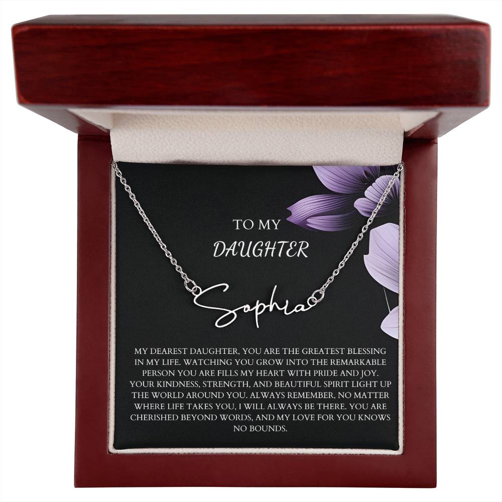 To My Daughter Signature Name Necklace