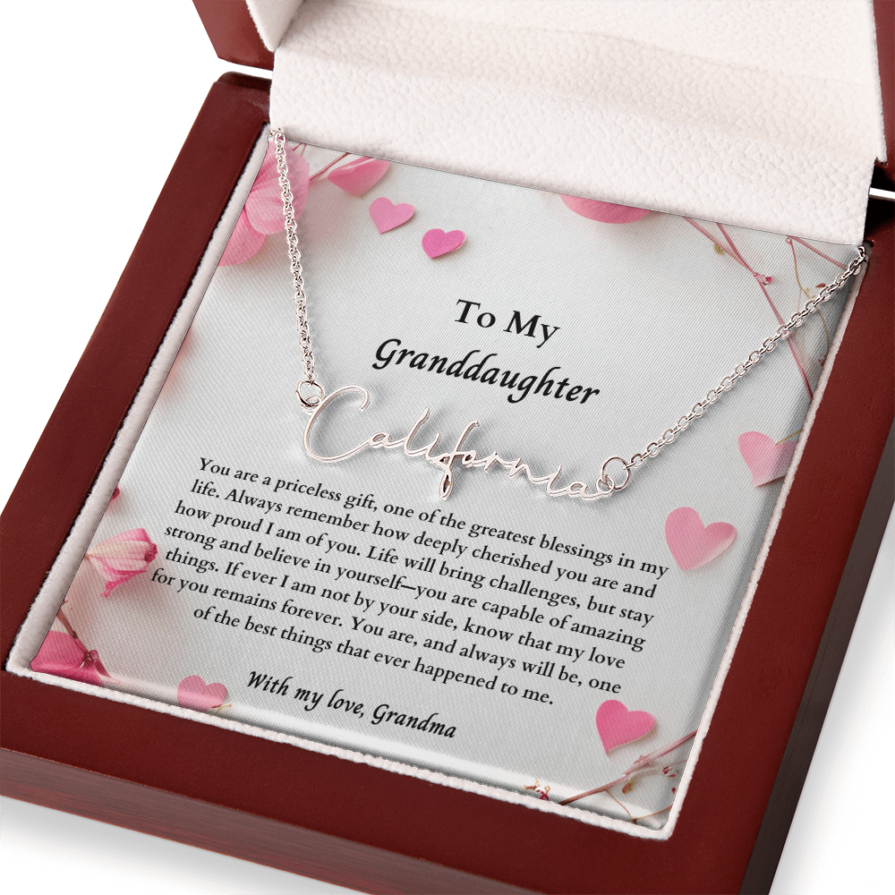 To My Granddaughter Signature Name Necklace