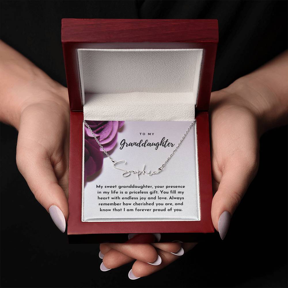 "To My Granddaughter" Signature Style Name Necklace