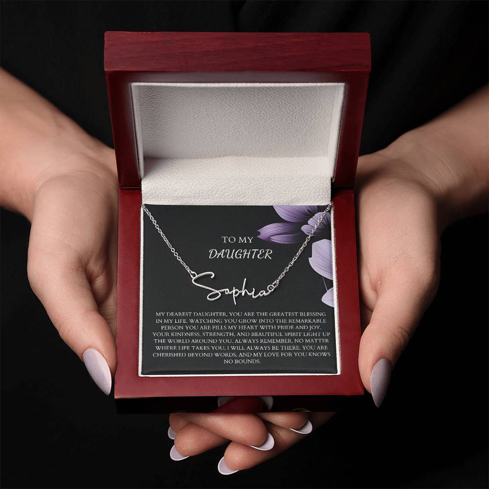 To My Daughter Signature Name Necklace