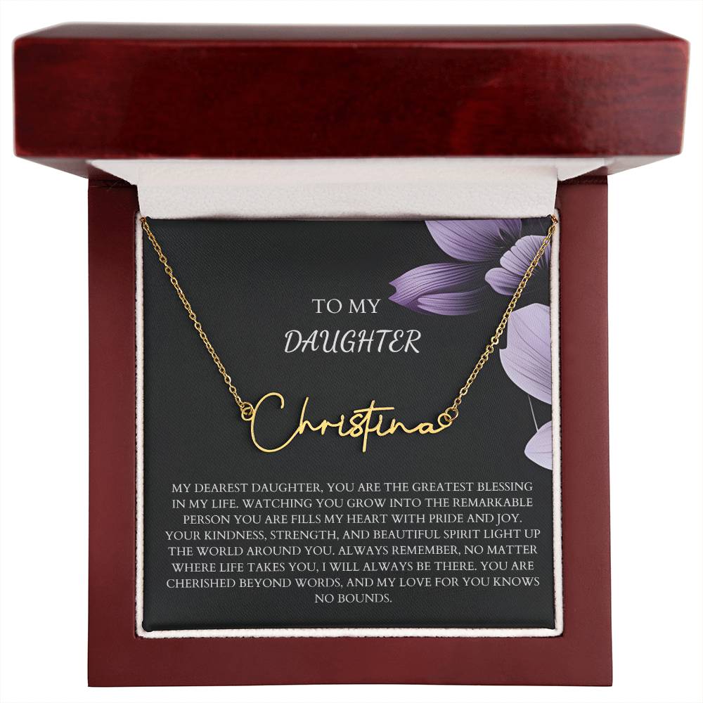 To My Daughter Signature Name Necklace