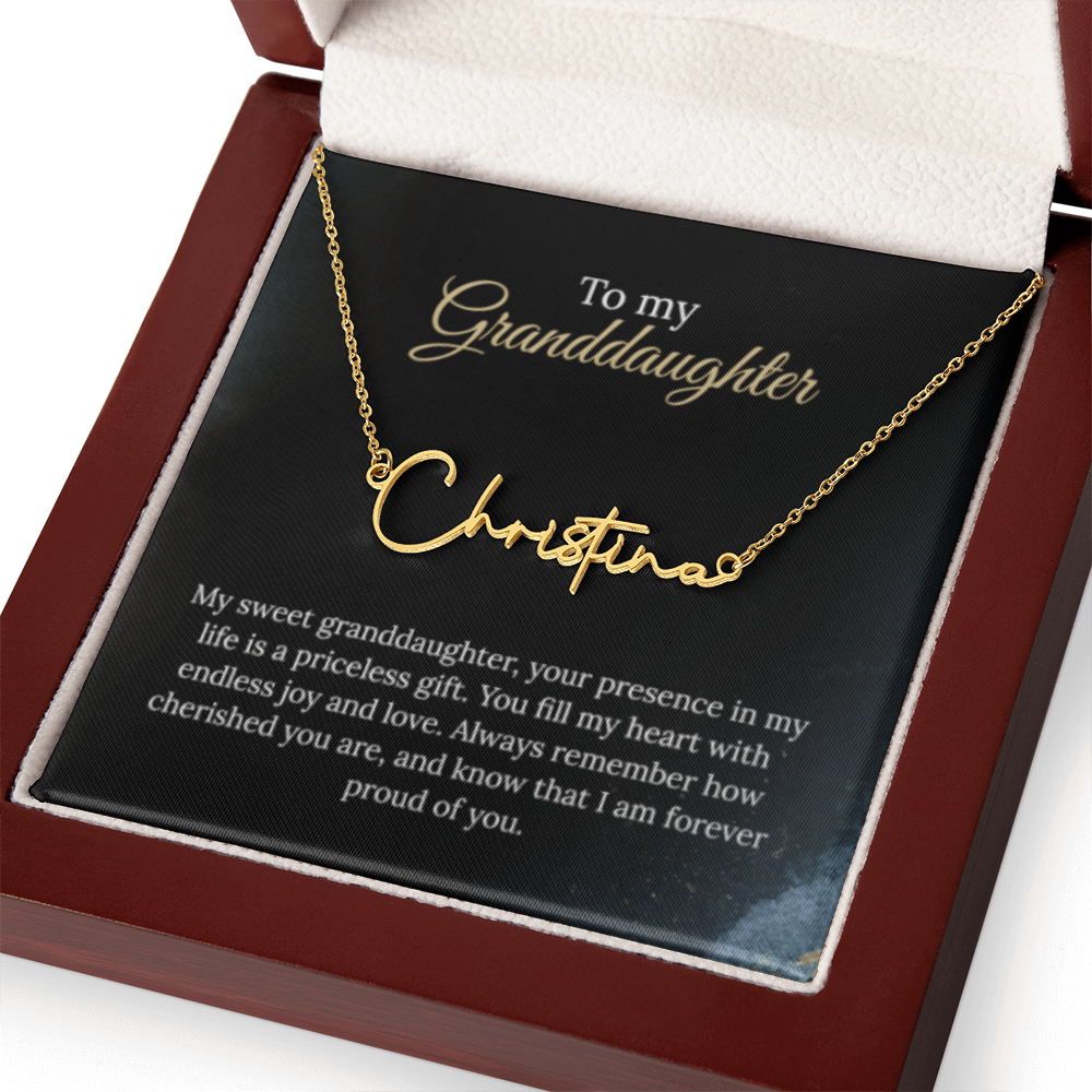 To My Granddaughter Signature Name Necklace