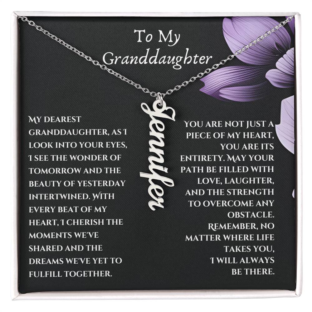To My Granddaughter Vertical Name Necklace