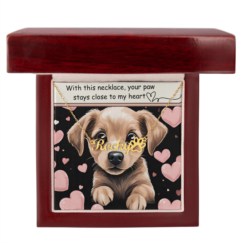 Dog Paw Print Name Necklace