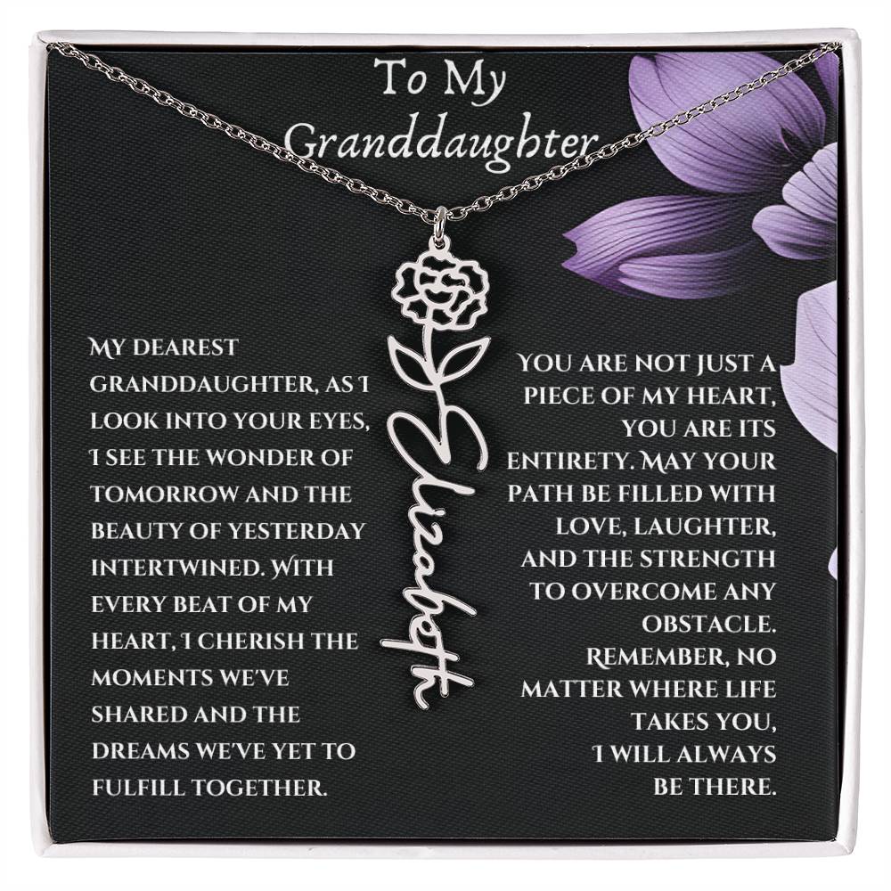 To My Granddaughter Flower Name Necklace