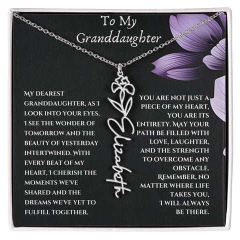 To My Granddaughter Flower Name Necklace