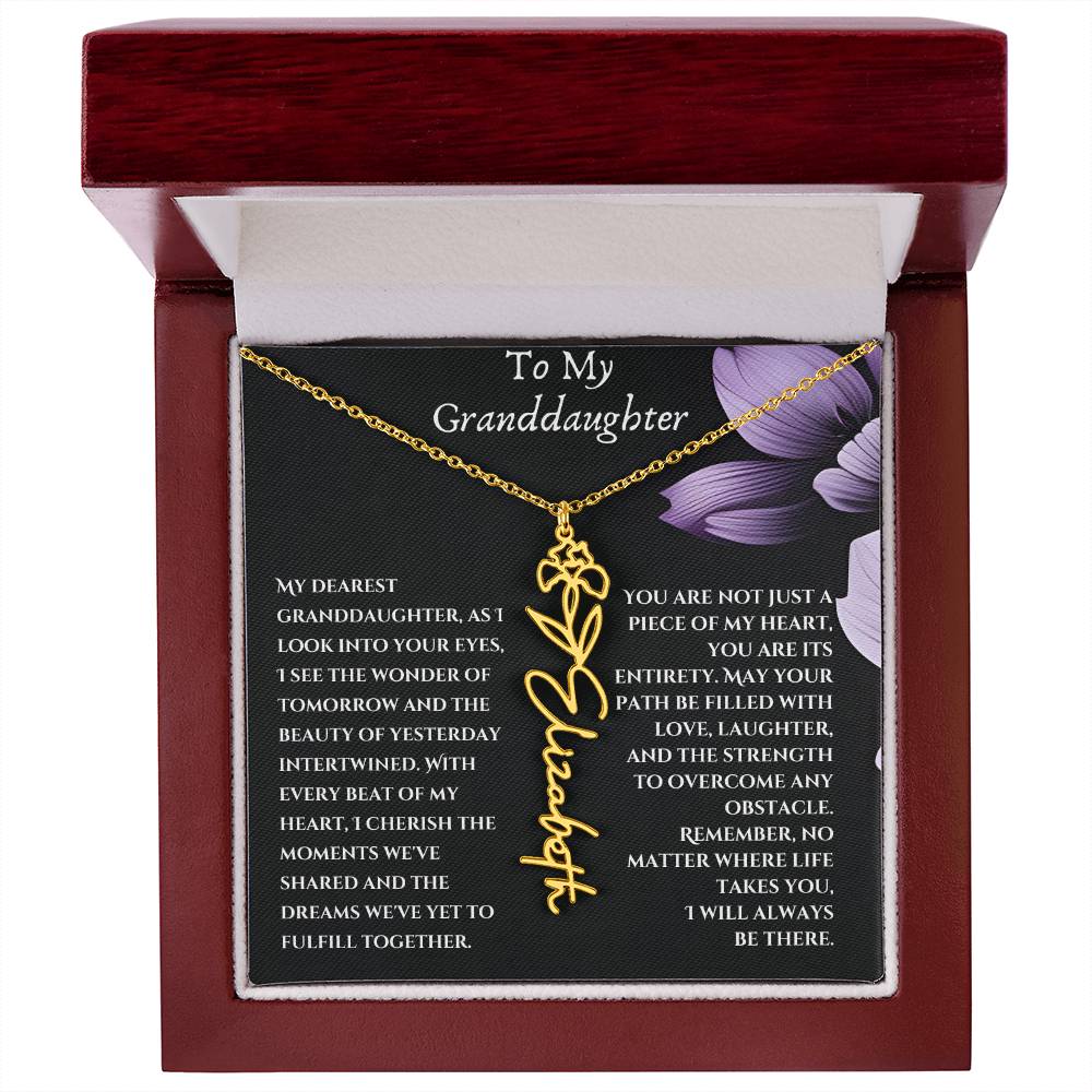 To My Granddaughter Flower Name Necklace