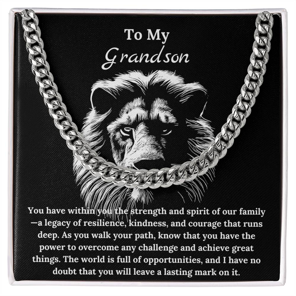 To My Grandson Cuban Chain Necklace