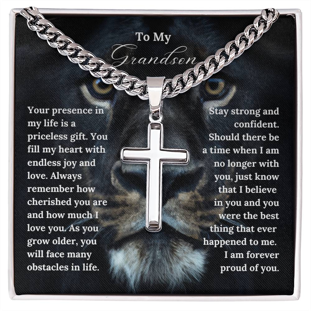 To My Grandson Cross Necklace