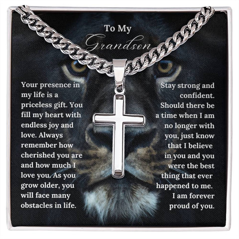 To My Grandson Cross Necklace