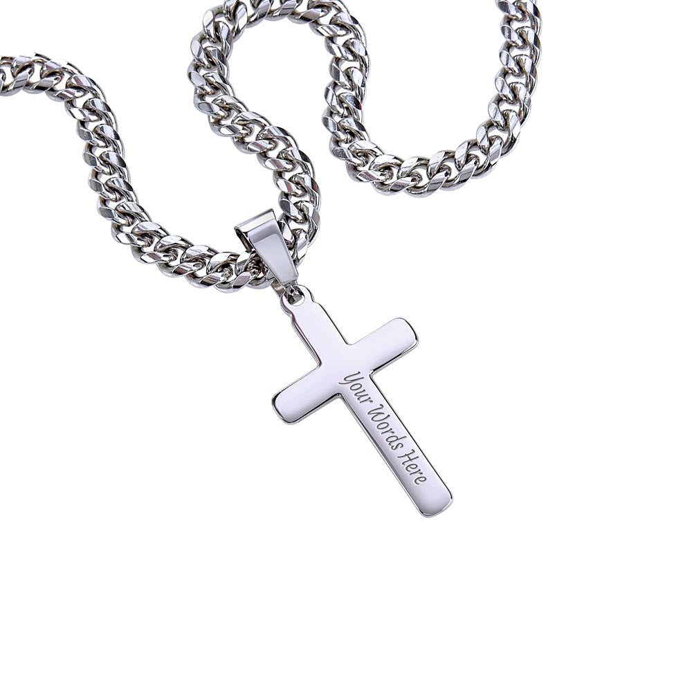 To My Husband Cuban Chain Cross Necklace