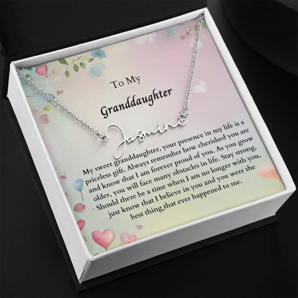 To My Granddaughter Signature Name Necklace