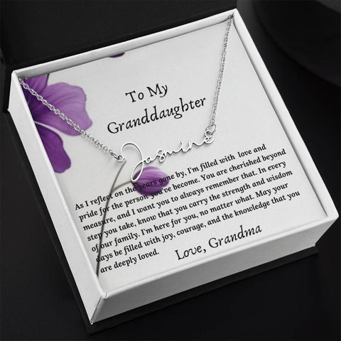 To My Granddaughter Signature Name Necklace