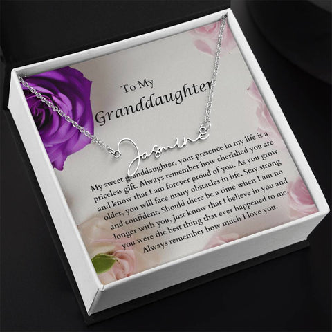 To My Granddaughter Signature Name Necklace