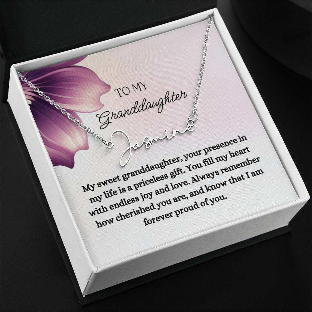 To My Granddaughter Signature Name Necklace!