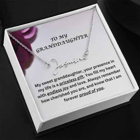 To My Granddaughter Signature Name Necklace!
