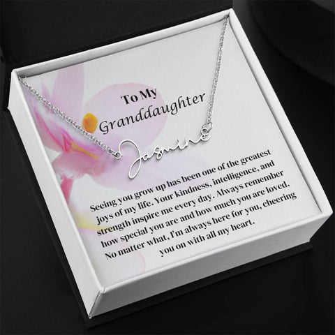 To My Granddaughter Signature Name Necklace