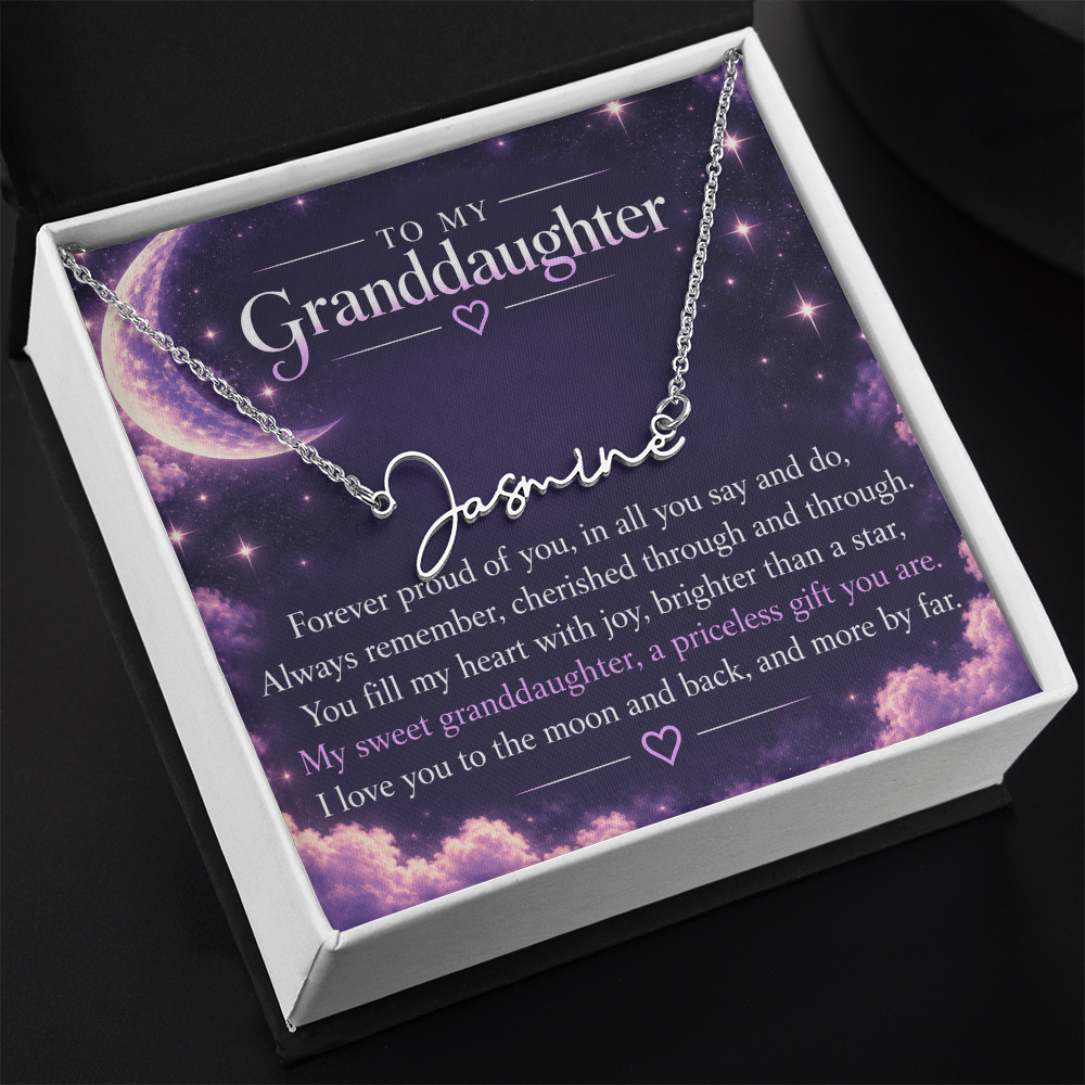 Proud Grandparent Signature Name Necklace