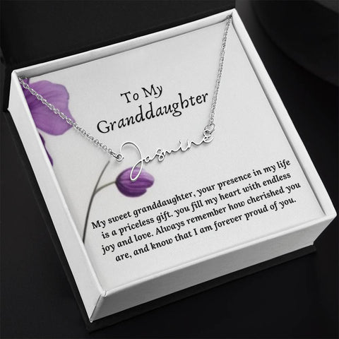 To My Granddaughter Signature Name Necklace