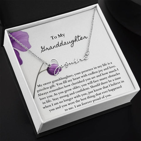 To My Granddaughter Signature Name Necklace