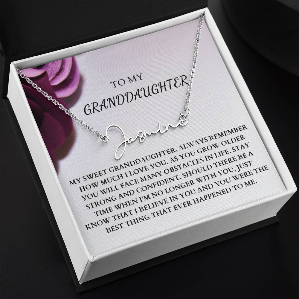 To My Granddaughter Signature Name Necklace