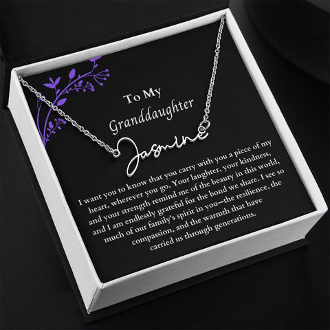 To My Granddaughter Signature Name Necklace