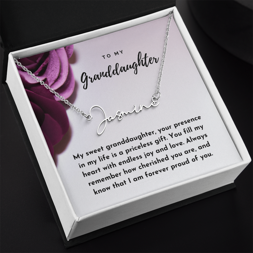 To My Granddaughter Signature Name Necklace