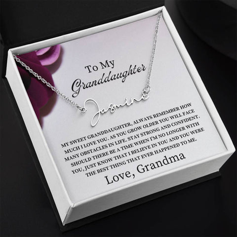 To My Granddaughter Signature Name Necklace