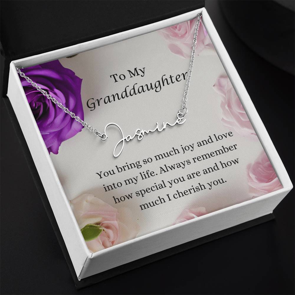 To My Granddaughter Signature Name Necklace