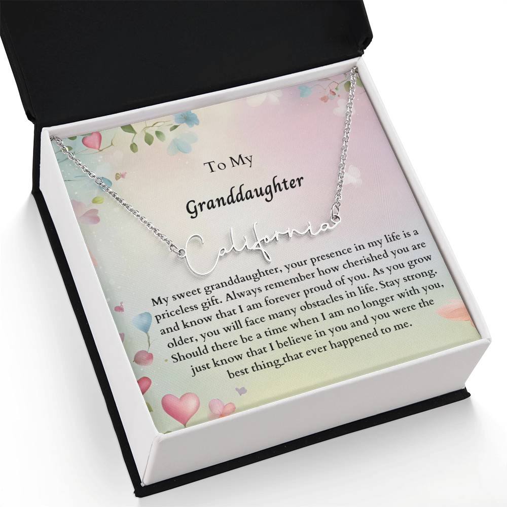 To My Granddaughter Signature Name Necklace