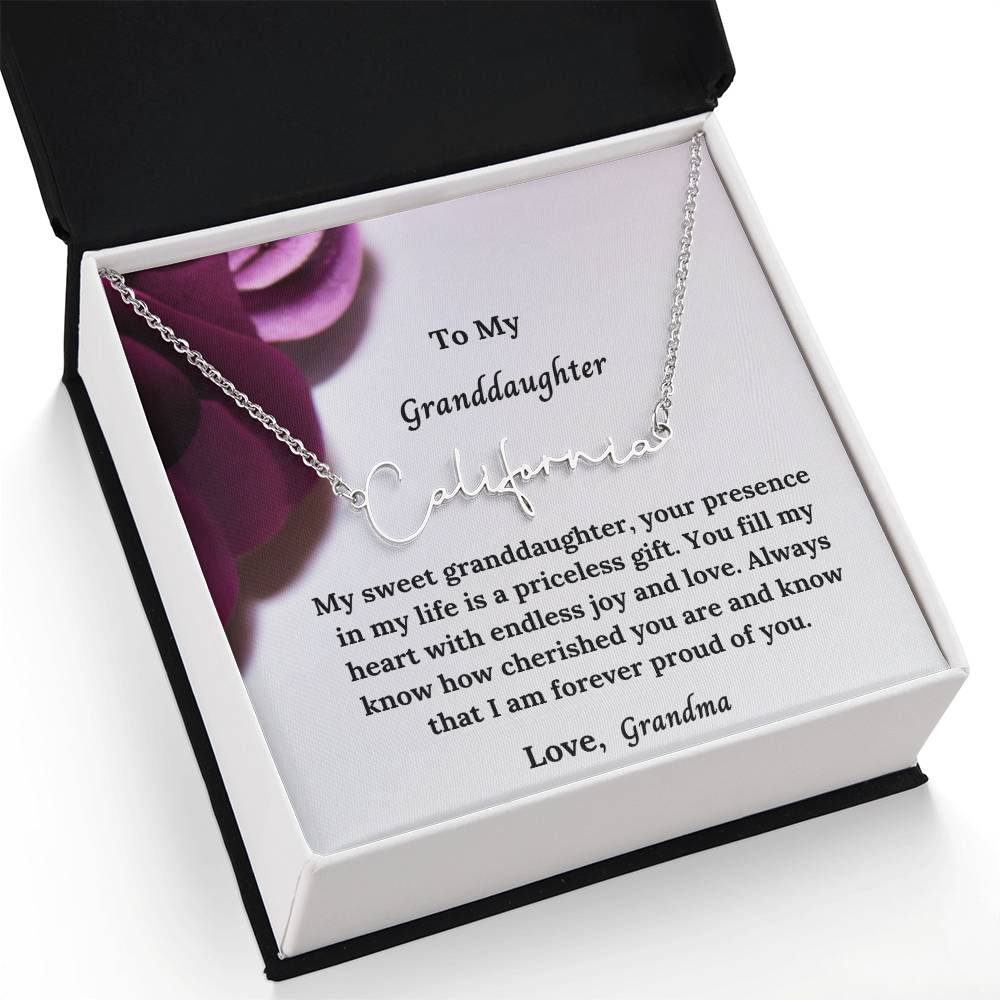 To My Granddaughter Signature Name Necklace