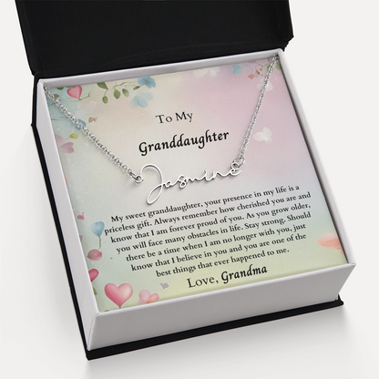 To My Granddaughter Signature Name Necklace