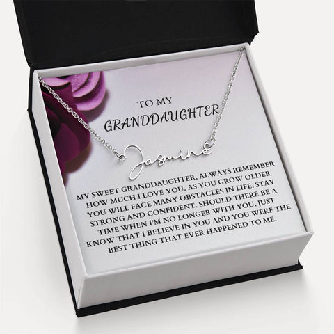 To My Granddaughter Signature Name Necklace