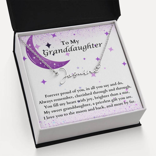 Proud Grandparent Signature Name Necklace