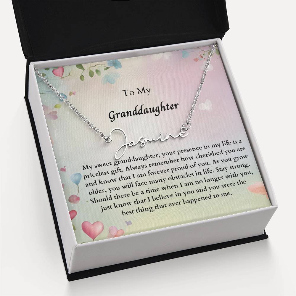 To My Granddaughter Signature Name Necklace