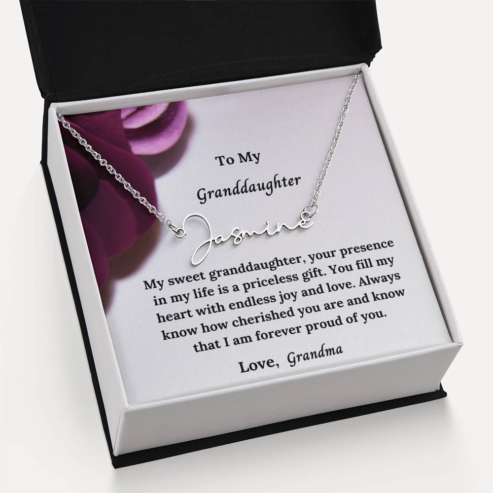 To My Granddaughter Signature Name Necklace