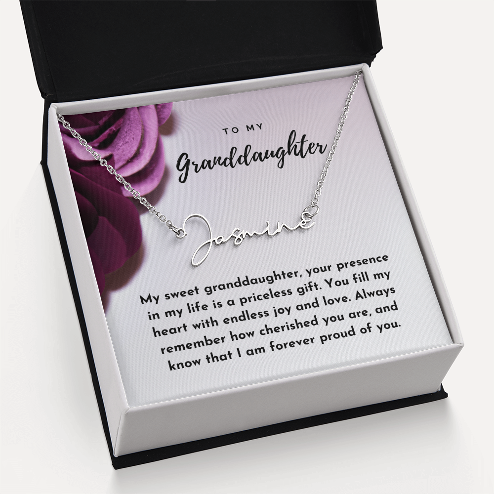 To My Granddaughter Signature Name Necklace
