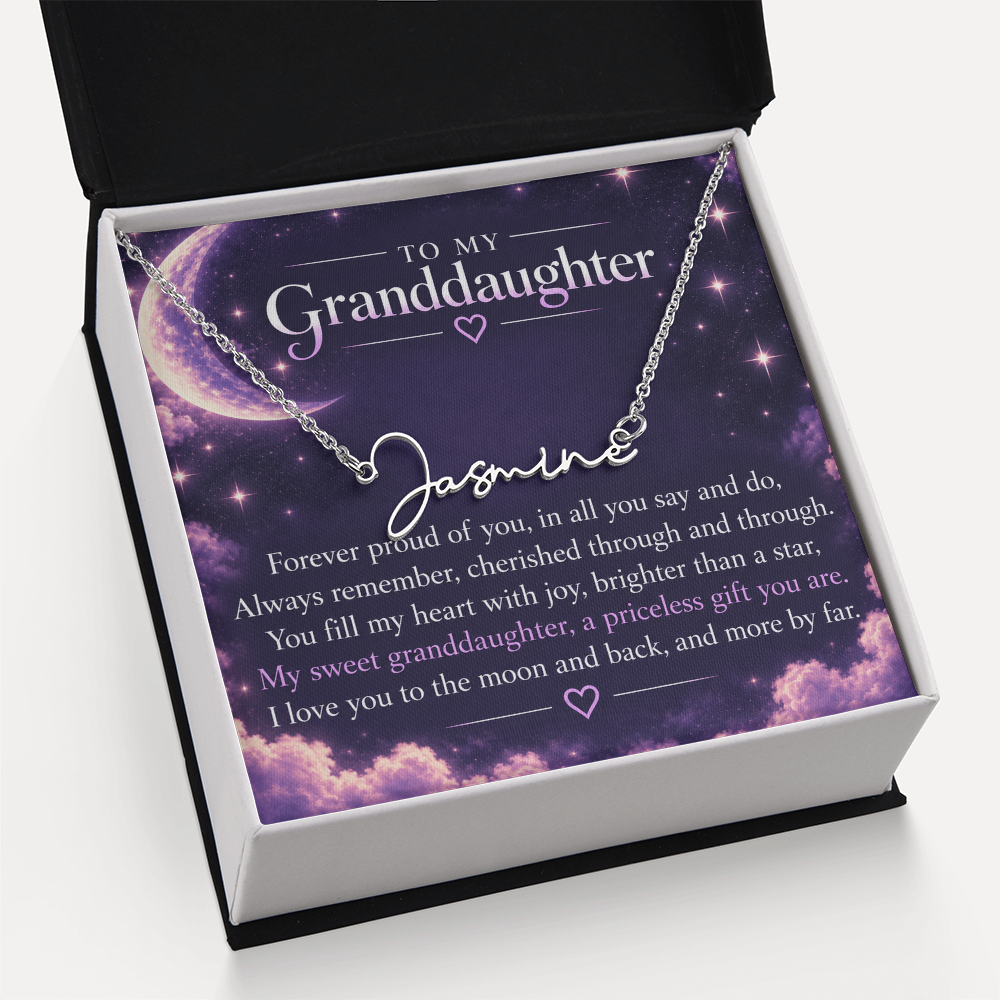 Proud Grandparent Signature Name Necklace