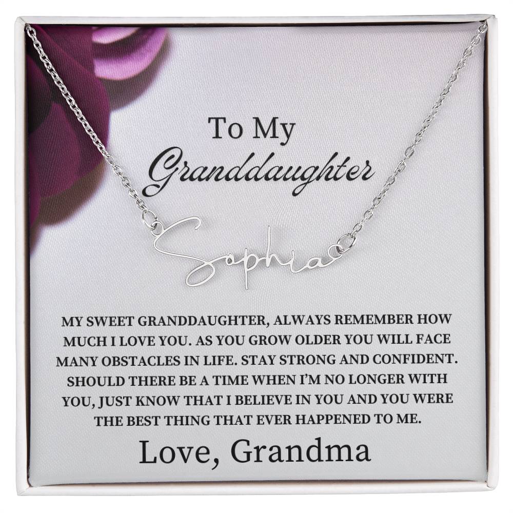 To My Granddaughter Signature Name Necklace