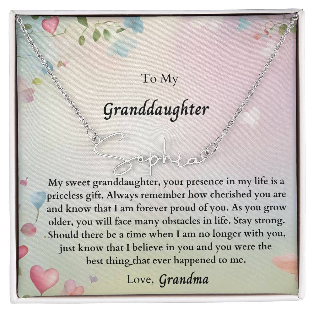 To My Granddaughter Signature Name Necklace