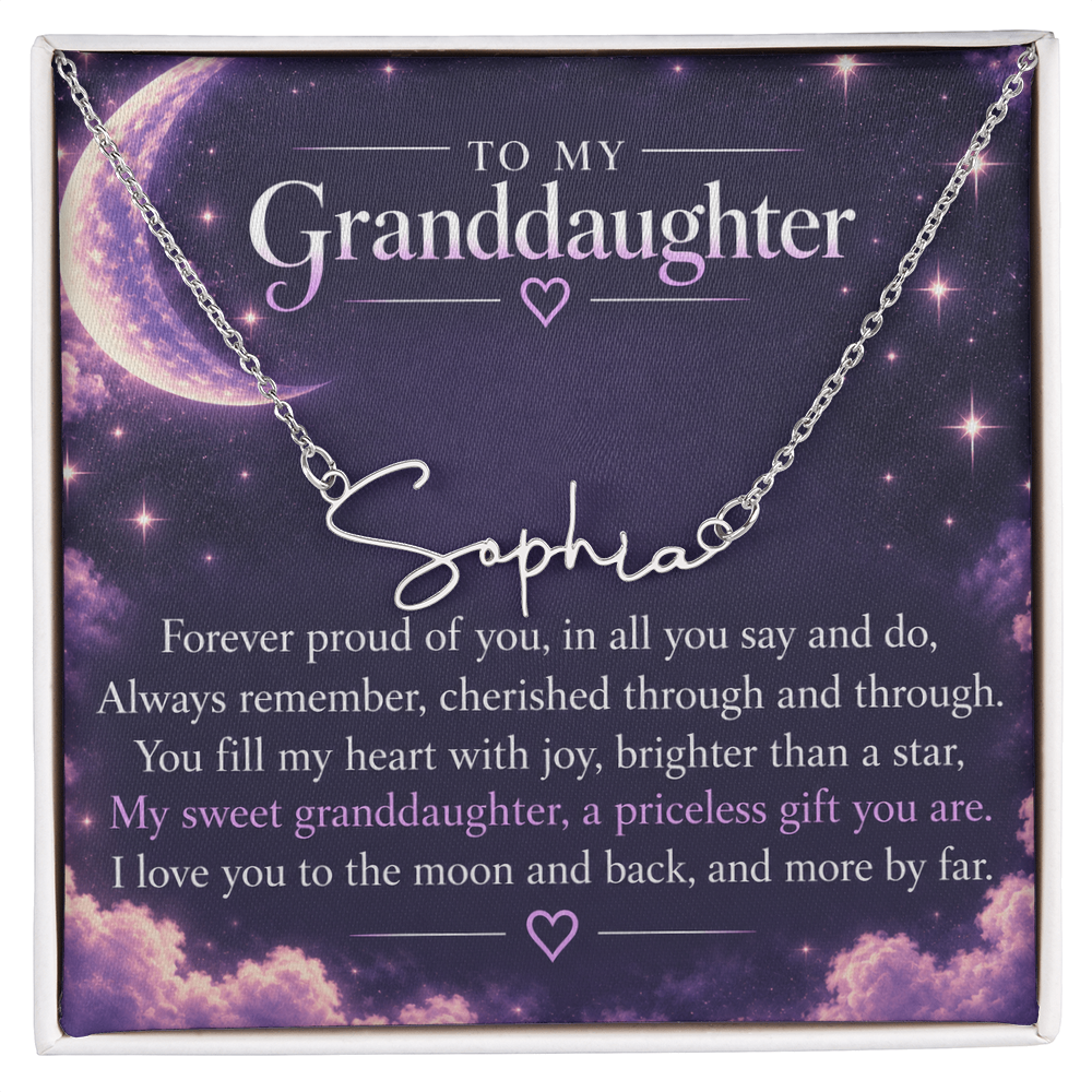 Proud Grandparent Signature Name Necklace