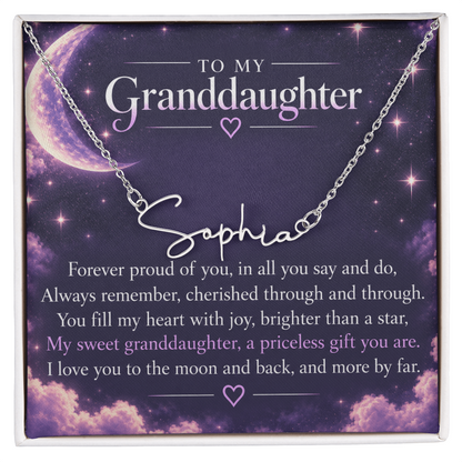 Proud Grandparent Signature Name Necklace