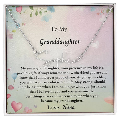 To My Granddaughter Signature Name Necklace